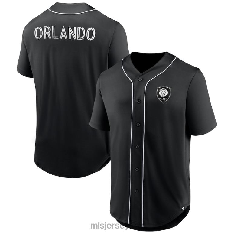 MLS Jerseys orlando city sc fanatics značkový černý baseballový dres s knoflíky z třetí doby muži trikot ZN2H0156
