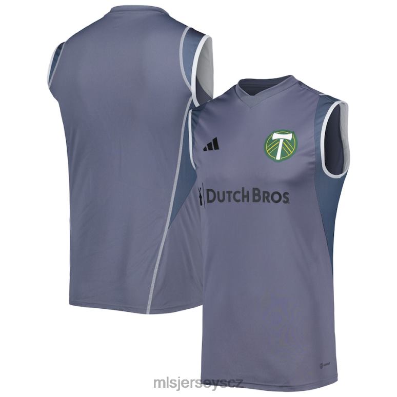 MLS Jerseys Portland timbers adidas grey 2023 tréninkový dres na hřiště bez rukávů muži trikot ZN2H0614