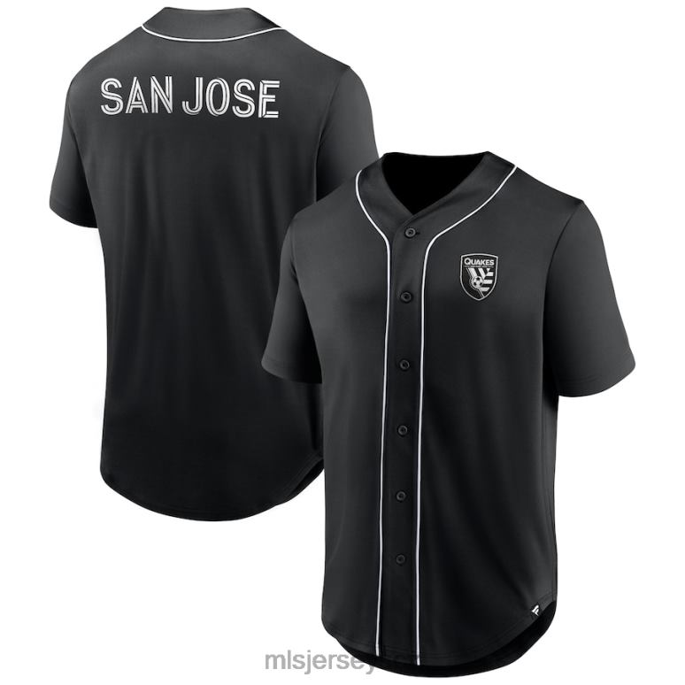 MLS Jerseys san jose fanatici zemětřesení značkový černý baseballový dres se zapínáním na třetí období muži trikot ZN2H0306
