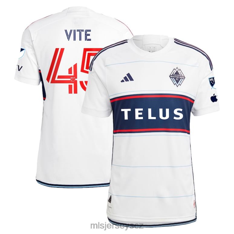 MLS Jerseys autentický hráčský dres vancouver whitecaps fc pedro vite adidas white 2023 pokrevní linie muži trikot ZN2H0888