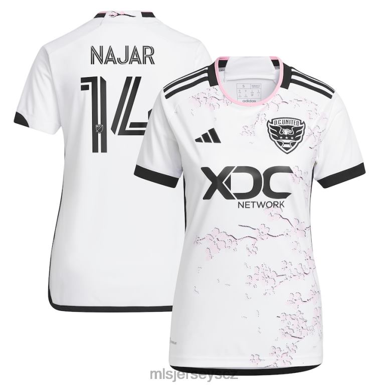 MLS Jerseys DC. united andy najar adidas white 2023 sada třešňového květu replika hráčského dresu ženy trikot ZN2H01309